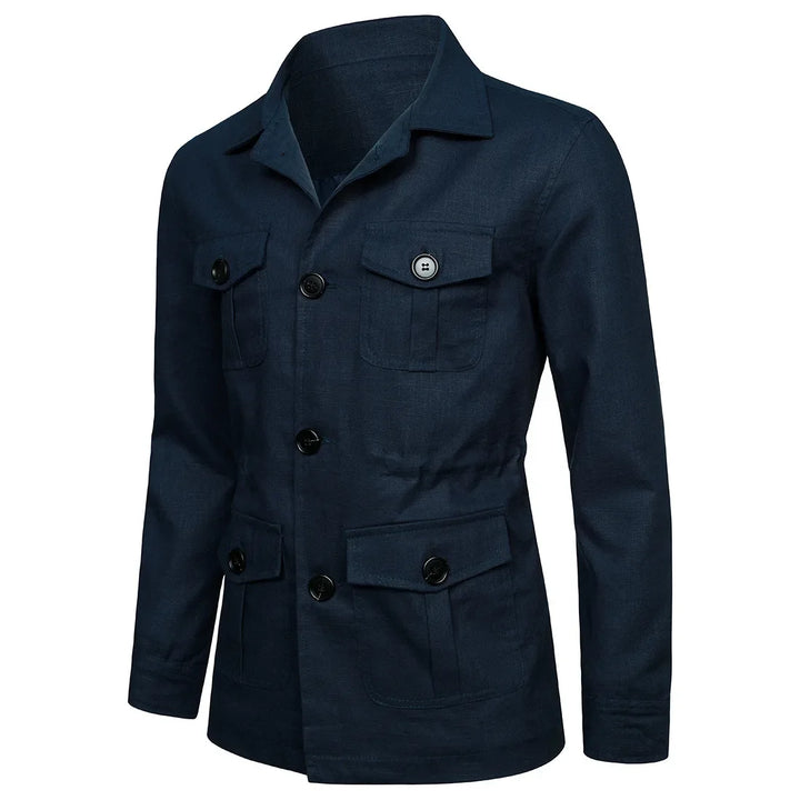 Men's Front Button Multi-Pocket Casual Jacket | Classic Collar