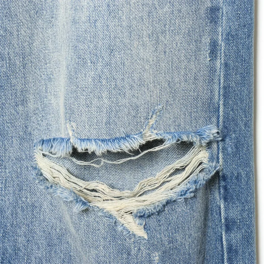 Women's High-Waisted Jeans with Wide Legs and Distressed Details | Baggy Fit