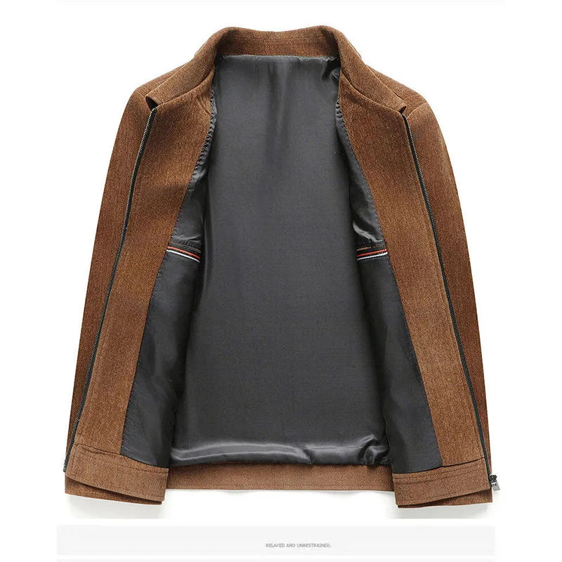 Men's Long Sleeve Jacket with Zipper and Turn-Down Collar | Casual Outerwear