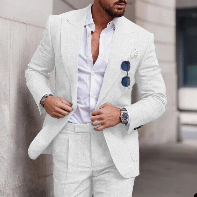 Męski Garnitur Ślubny Slim Fit Jednorzędowy | Formalny