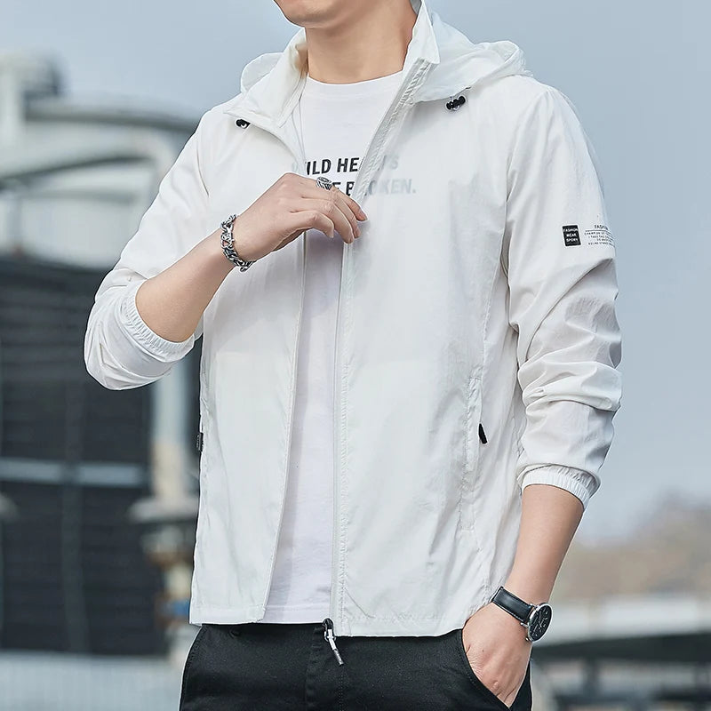 Men's Windbreaker Jacket | Regular Fit | Hood and Zipper | Lightweight Outdoor Jacket