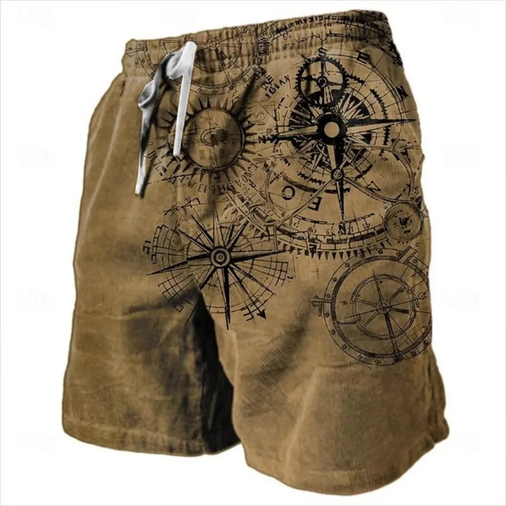 Wacław | Men's beach shorts with compass print
