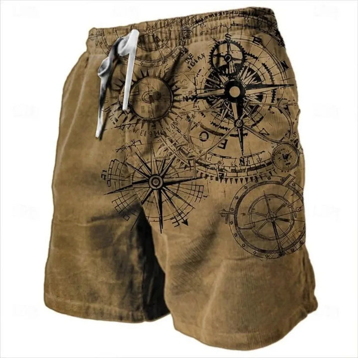 Wacław | Men's beach shorts with compass print