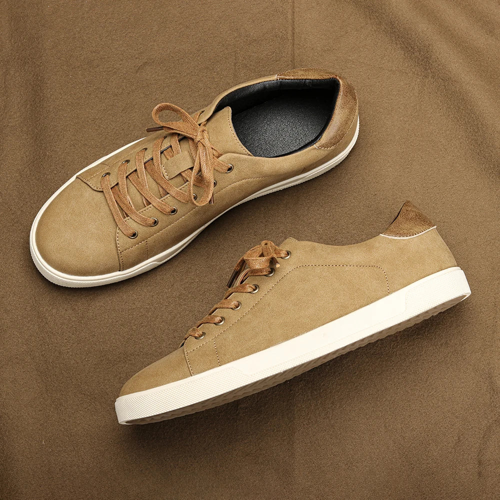 Men's Minimalist Lace-Up Sneakers with Contrasting Sole | Casual Fit