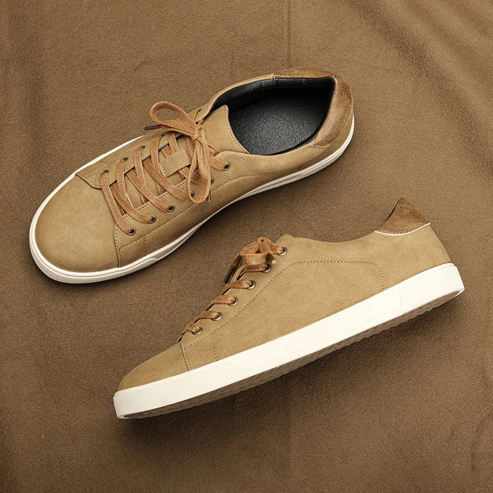 Men's Minimalist Lace-Up Sneakers with Contrasting Sole | Casual Fit