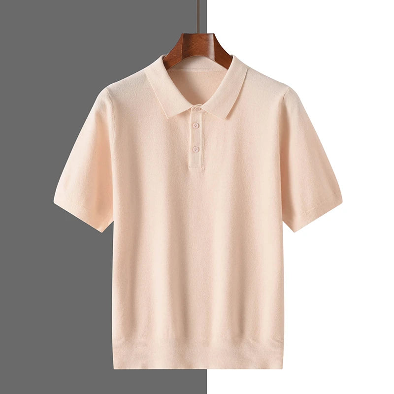 Męski Sweter Polo z Krótkim Rękawem i Kołnierzykiem na Guziki | Nowoczesny Krój