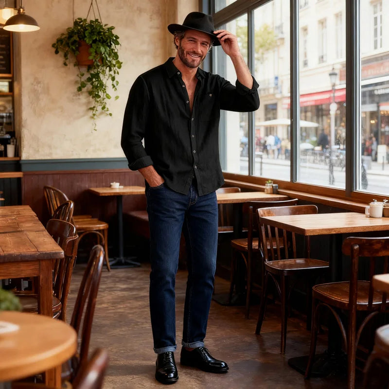 Męska Koszula z Długim Rękawem | Koszula Casual w Stylu