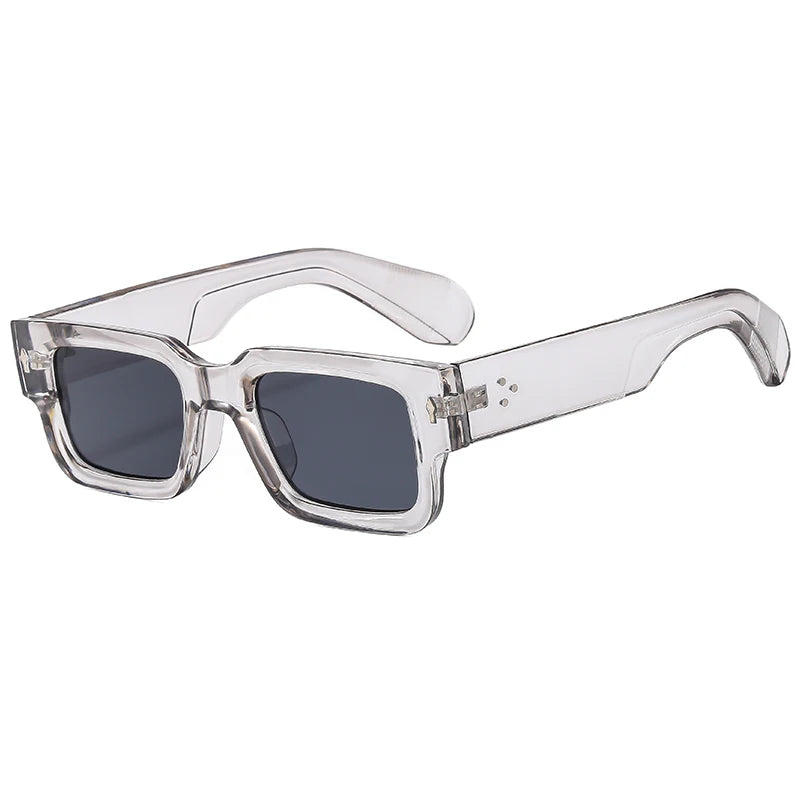 Leo | Męskie Prostokątne Okulary Przeciwsłoneczne w Stylu Retro Punk