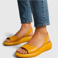 Isolde | Damskie Sandały Slingback na Koturnie z Odkrytymi Palcami i Niską Platformą