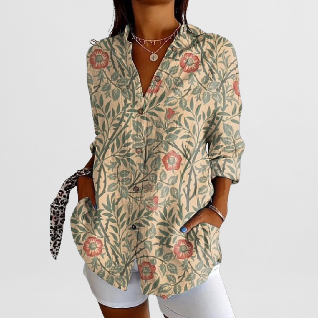 Natalia | Women's Long Blouse with Patterned Print and Loose Fit