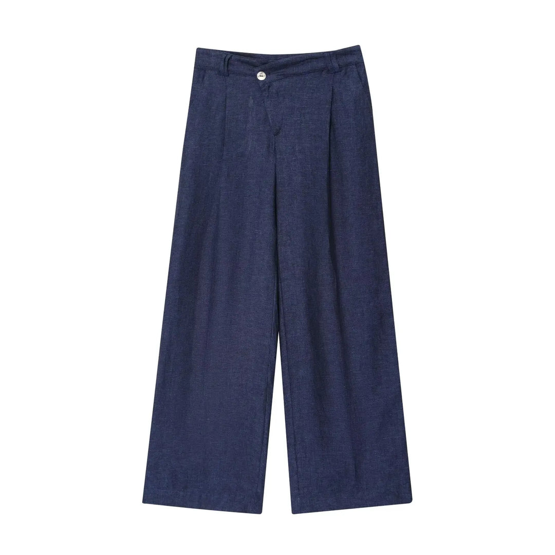 Women's Asymmetrical Button Vest and Wide-Leg Pants Two-Piece Set | Fitted Style