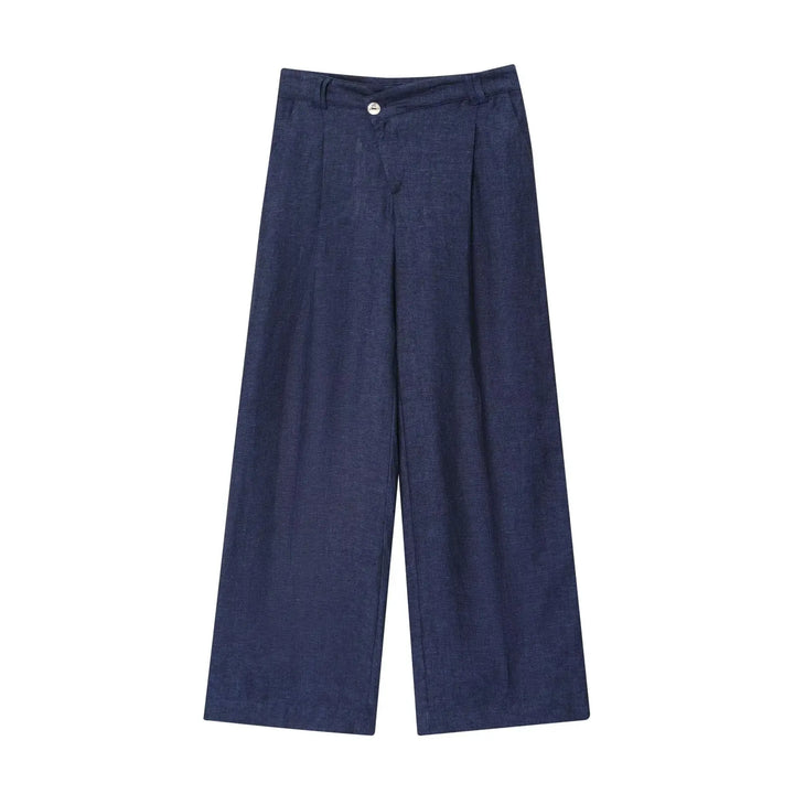 Women's Asymmetrical Button Vest and Wide-Leg Pants Two-Piece Set | Fitted Style