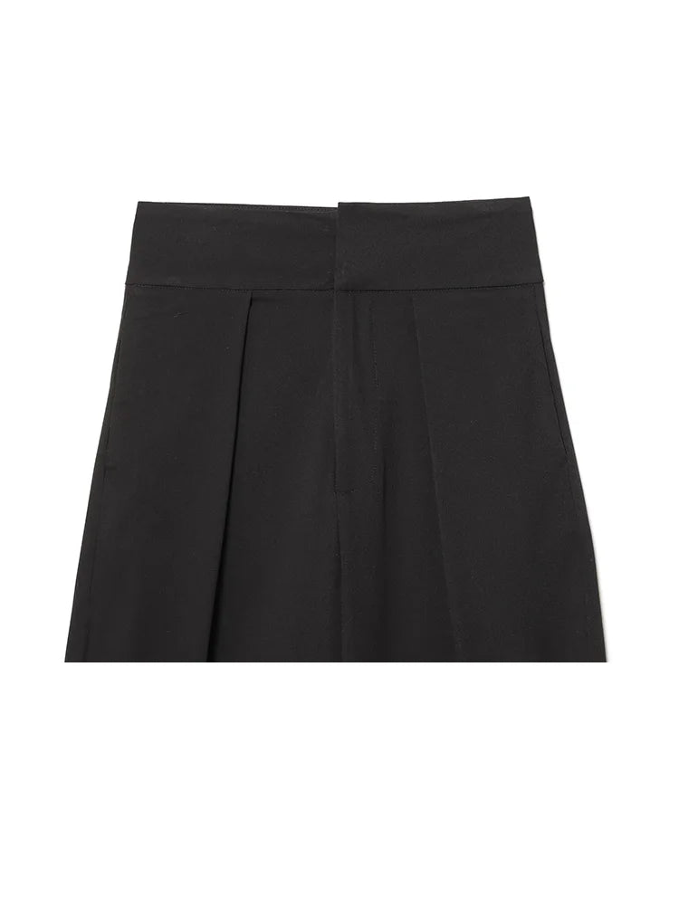 Women's High Waist Front Pleats Wide Leg Pants | Slim Fit
