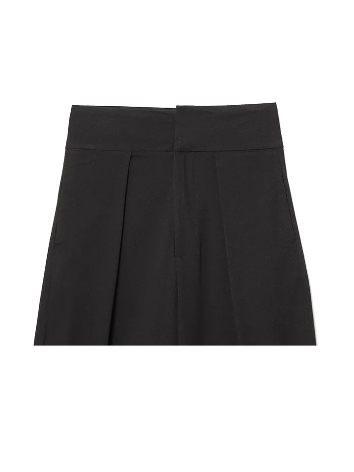 Women's High Waist Front Pleats Wide Leg Pants | Slim Fit