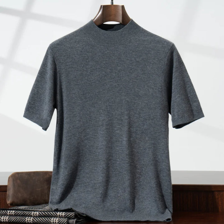 Męski Sweter z Półgolfem i Krótkim Rękawem | Minimalistyczny Design