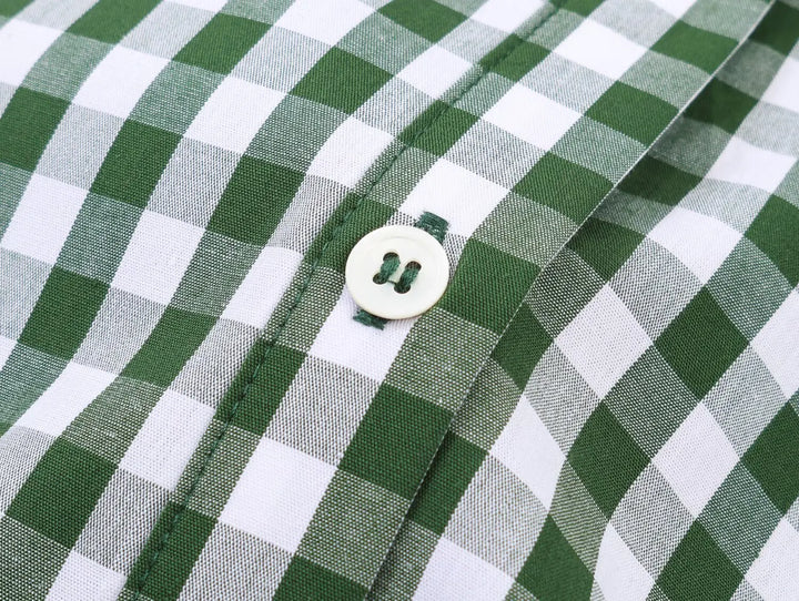 Women's Plaid Shirt Dress with Short Sleeves and Pockets | Waist Belt