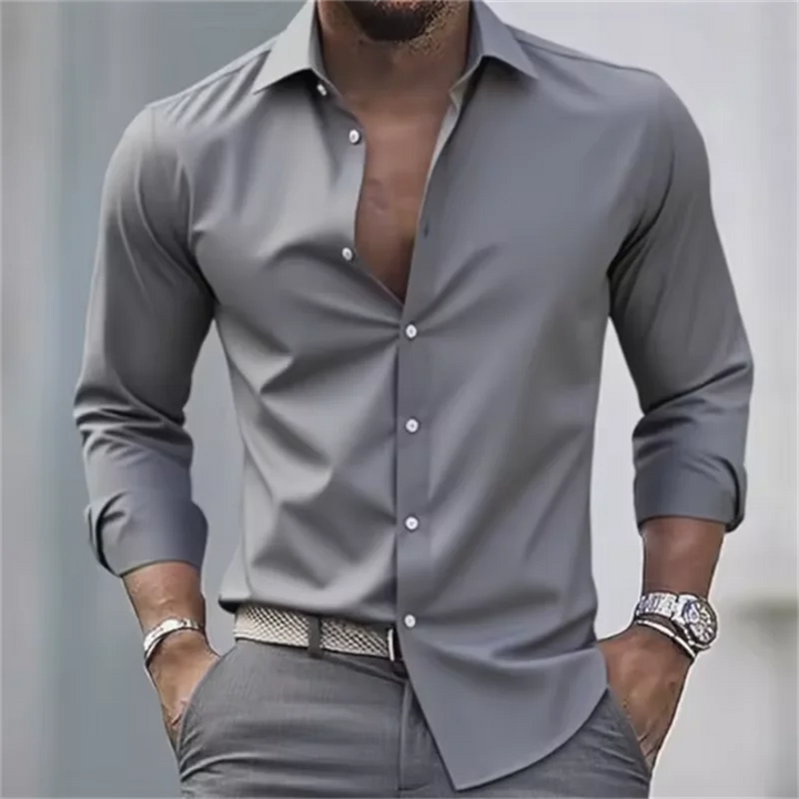 Męska Guziki Slim Fit Koszula Casual | Długi Rękaw
