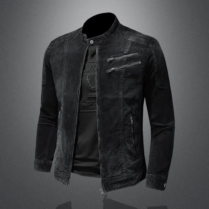 Men's Slim Fit Jacket with Stand Collar and Multiple Zippers Spring Jacket | Details