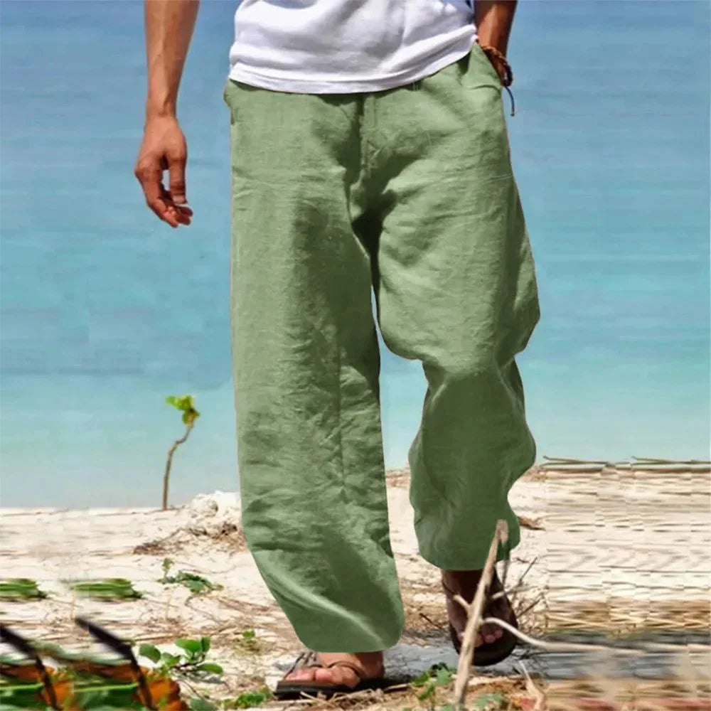 Męskie Spodnie | Spodnie Regular Fit z Elastycznym Pasem | Szeroka Nogawka | Casualowy Styl Letni
