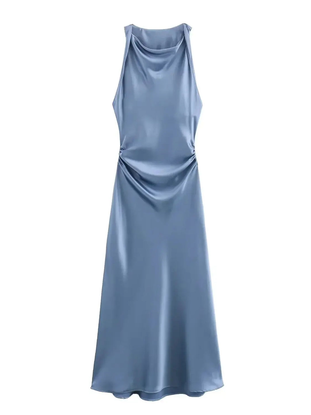 Women's Midi Dress Sleeveless Straight Cut Draping | Minimalist Design