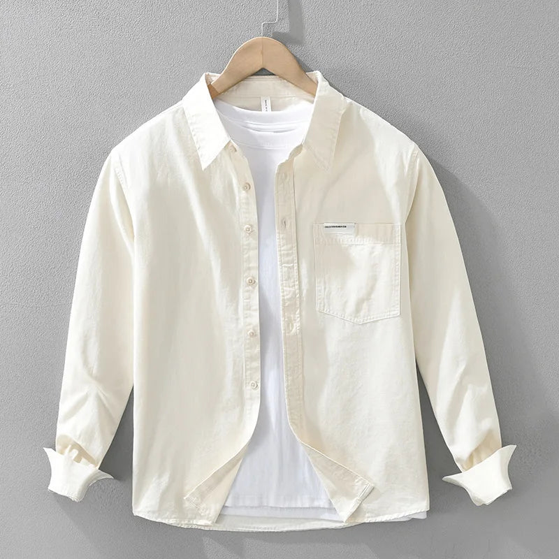 Męska Koszula na Guziki z Długim Rękawem Slim Fit | Vintage