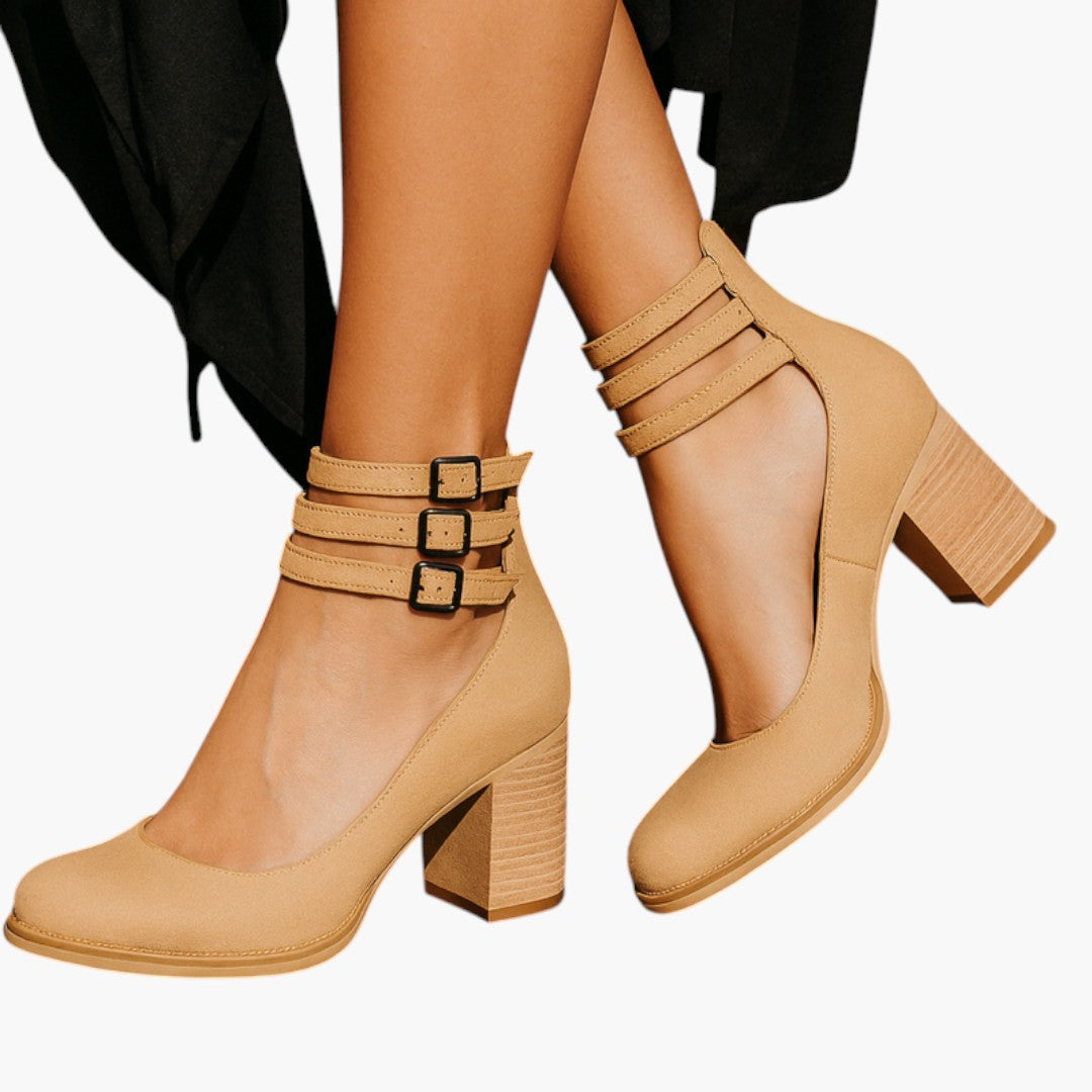 Women's Vintage Ankle Boots | Block Heel and Decorative Buckles | Timeless Everyday Style