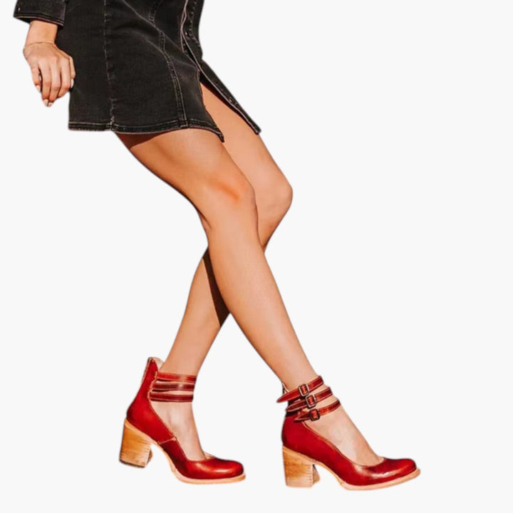 Women's Vintage Ankle Boots | Block Heel and Decorative Buckles | Timeless Everyday Style