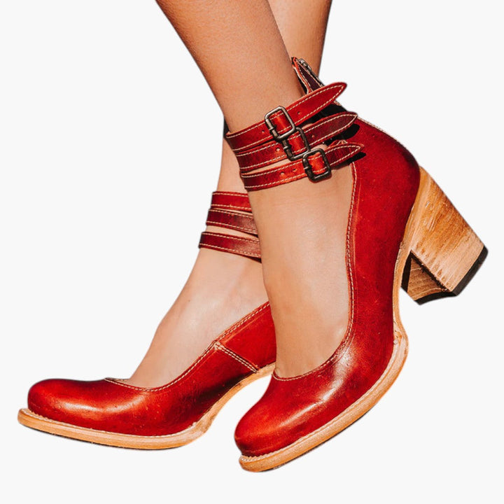 Women's Vintage Ankle Boots | Block Heel and Decorative Buckles | Timeless Everyday Style