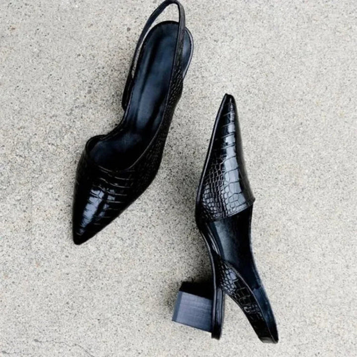 Sandały damskie na obcasie typu slingback z odkrytym piętą | Szpiczasty nosek 3