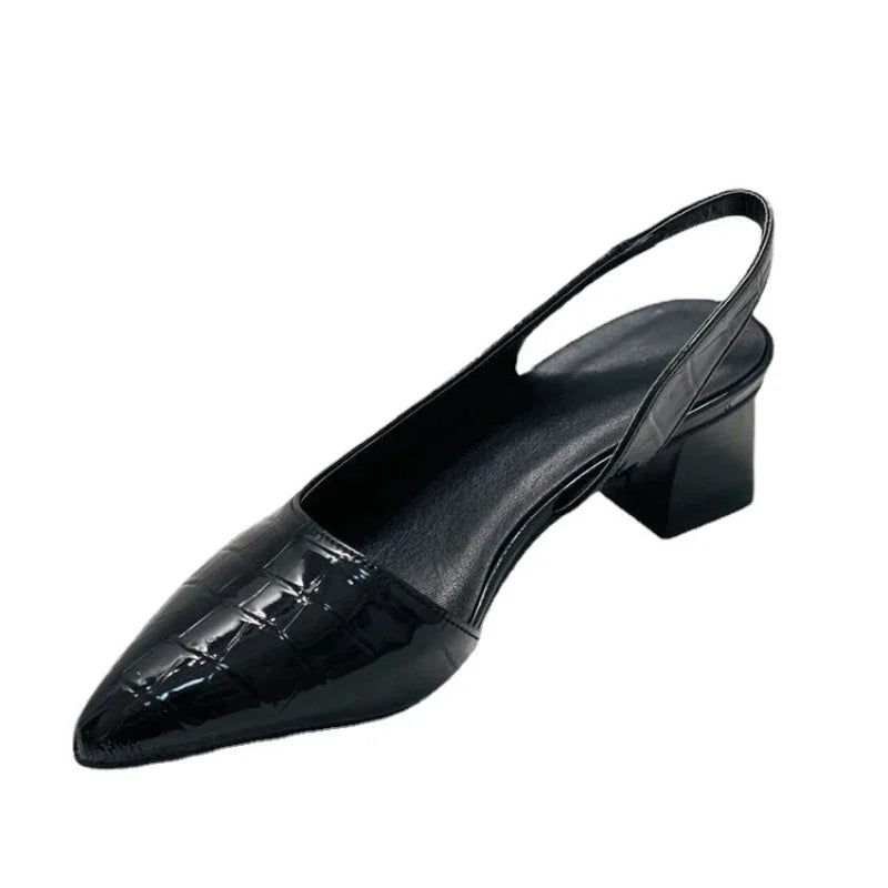 Sandały damskie na obcasie typu slingback z odkrytym piętą | Szpiczasty nosek 4