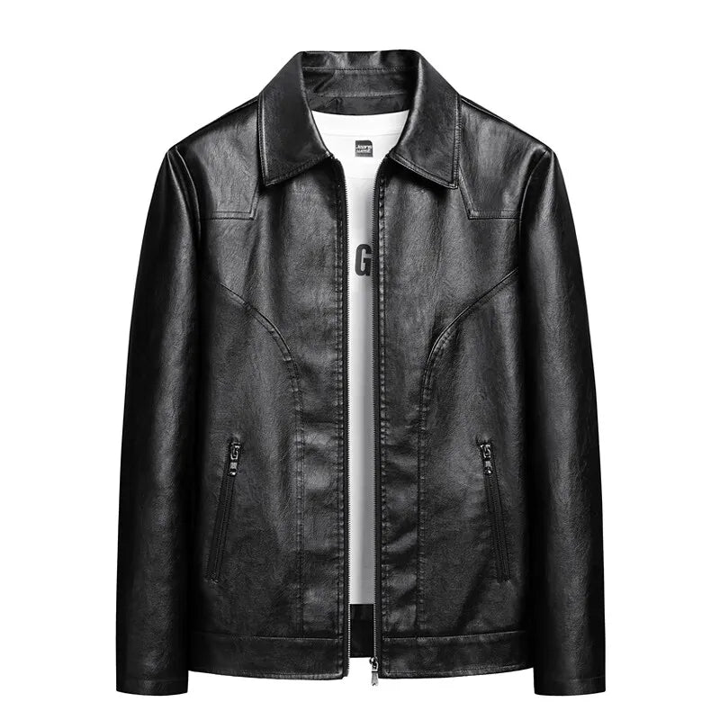 Men's Motorcycle Jacket with Collar and Zipper | Fitted Cut