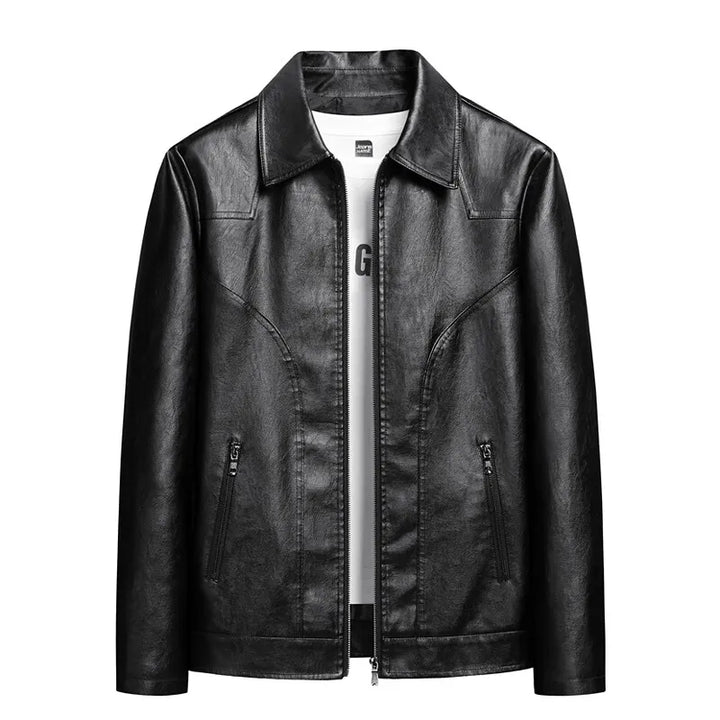 Men's Motorcycle Jacket with Collar and Zipper | Fitted Cut