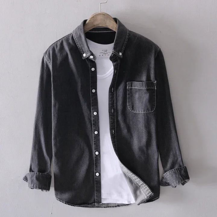 Męska Luźna Koszula Overshirt z Kieszenią na Piersi | Minimalistyczny