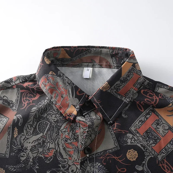 Piotr | Męska Koszula z Abstrakcyjnym Wzorem i Luźnym Krojem