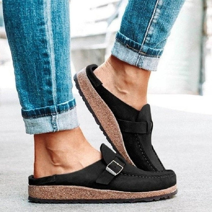 Women's Slip-On Loafers with Strap and Buckle | Flat Sole