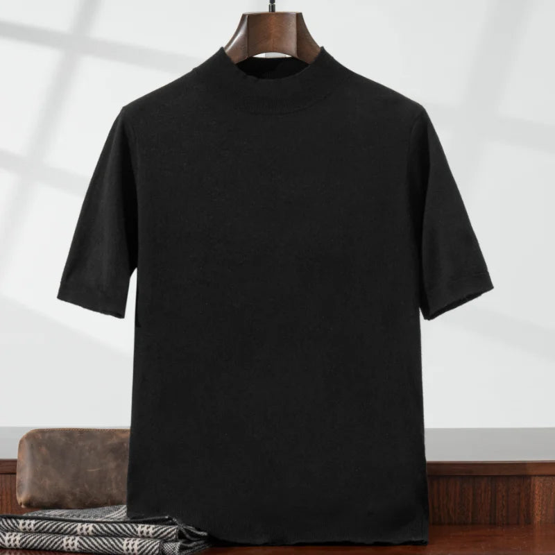 Męski Sweter z Półgolfem i Krótkim Rękawem | Minimalistyczny Design
