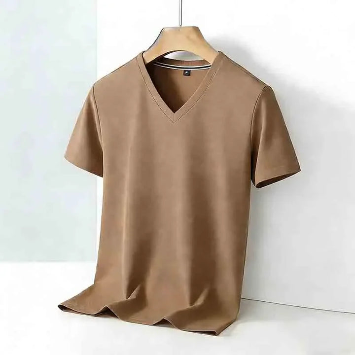 Męski Basic T-Shirt z Dekoltem V i Krótkim Rękawem | Regularny Krój