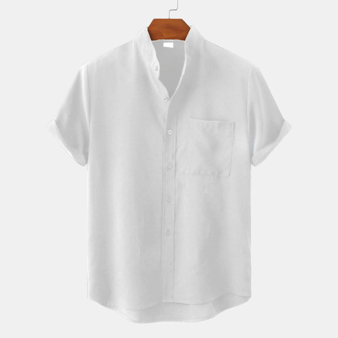 Męska Koszula z Krótkim Rękawem i Stójką | Styl Smart Casual
