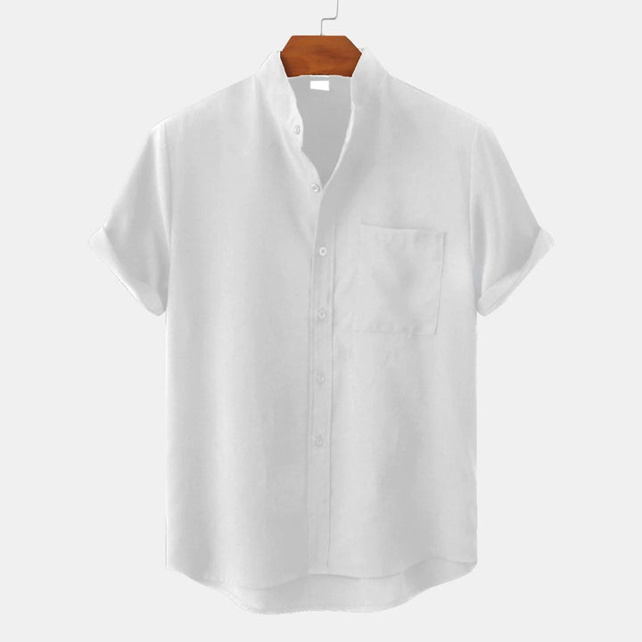 Męska Koszula z Krótkim Rękawem i Stójką | Styl Smart Casual
