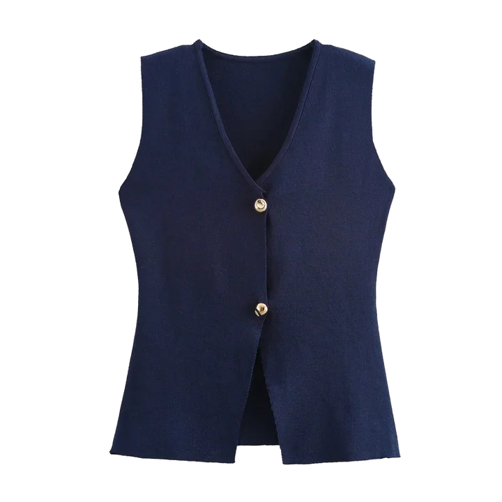Women's Fitted Sleeveless Button-Up Top | Slim Fit