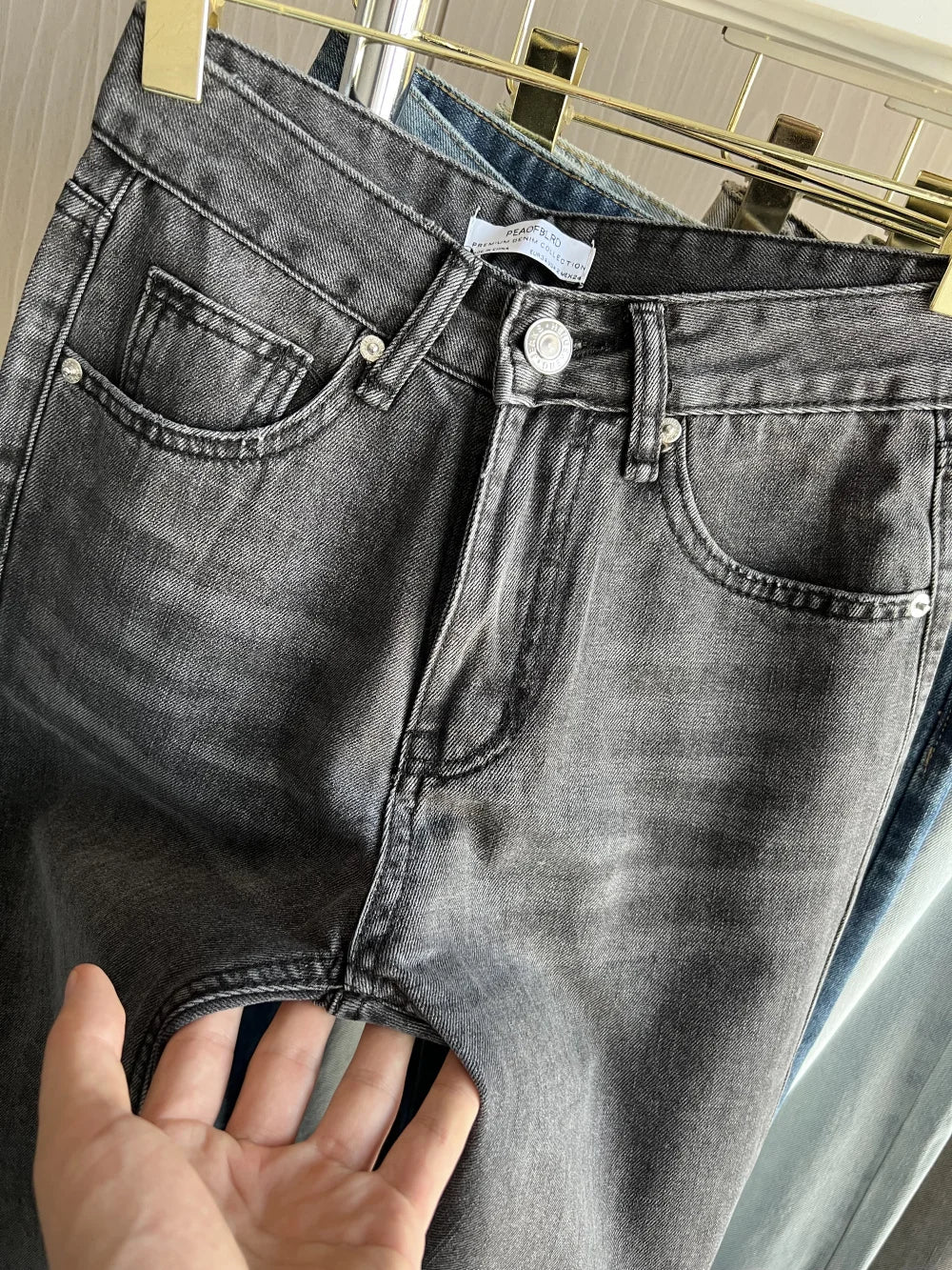 Damskie Wysoki Stan Szeroka Nogawka Spodnie Casual | Prosty Krój