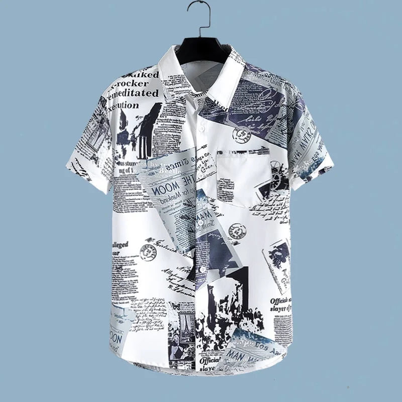 Miłosz | Men's set with printed shirt and shorts