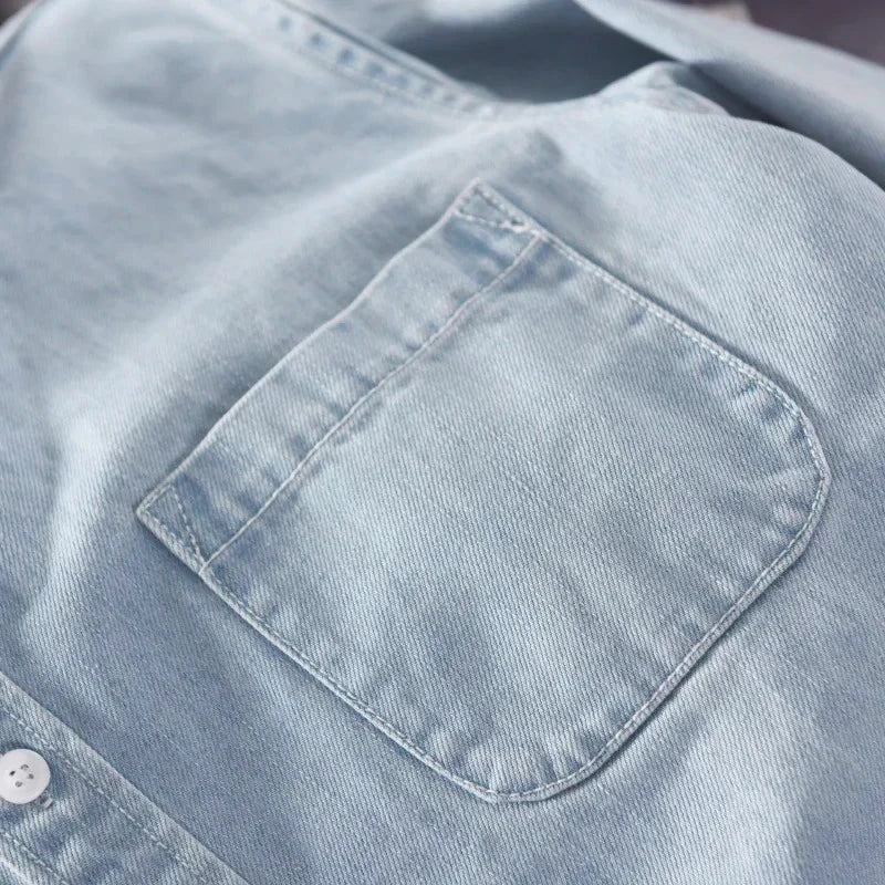 Męska Luźna Koszula Overshirt z Kieszenią na Piersi | Minimalistyczny