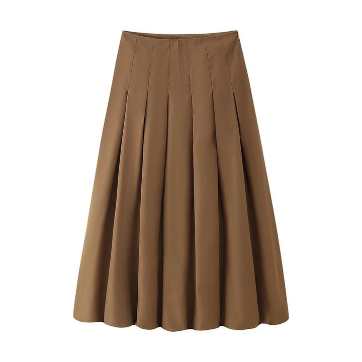 Women's Short Zip Jacket and Pleated Midi Skirt Two-Piece Set | Batwing Sleeve