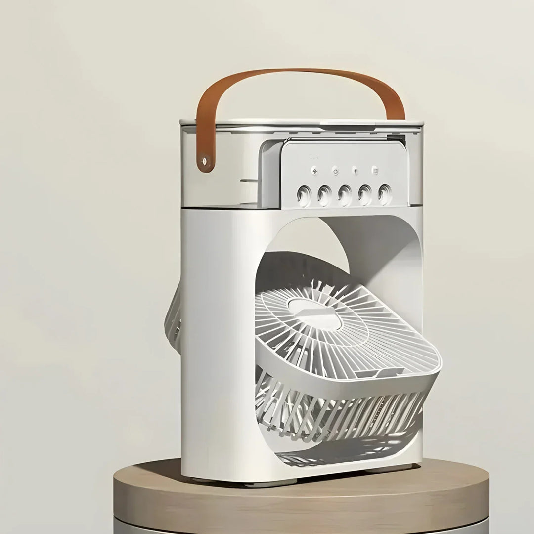 Portable Fan | Battery-Powered Desk Fan | Adjustable Fan Head | LED Lighting Function