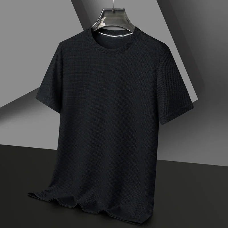 Bastien | Męski Teksturowany T-Shirt o Regularnym Kroju z Okrągłym Dekoltem
