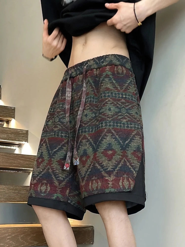 Gracjan | Men's oversized beach shorts with ethnic pattern