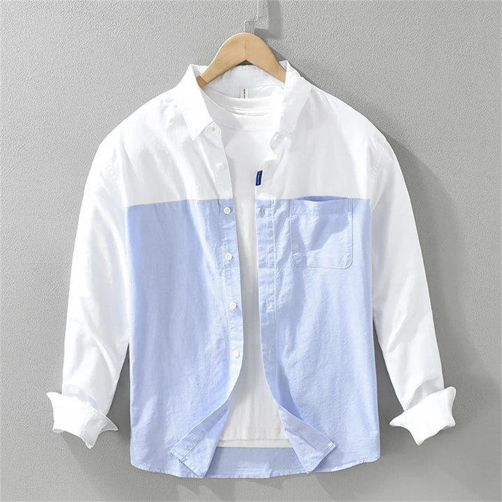 Męska Koszula Color Block na Guziki | Nowoczesny Casual