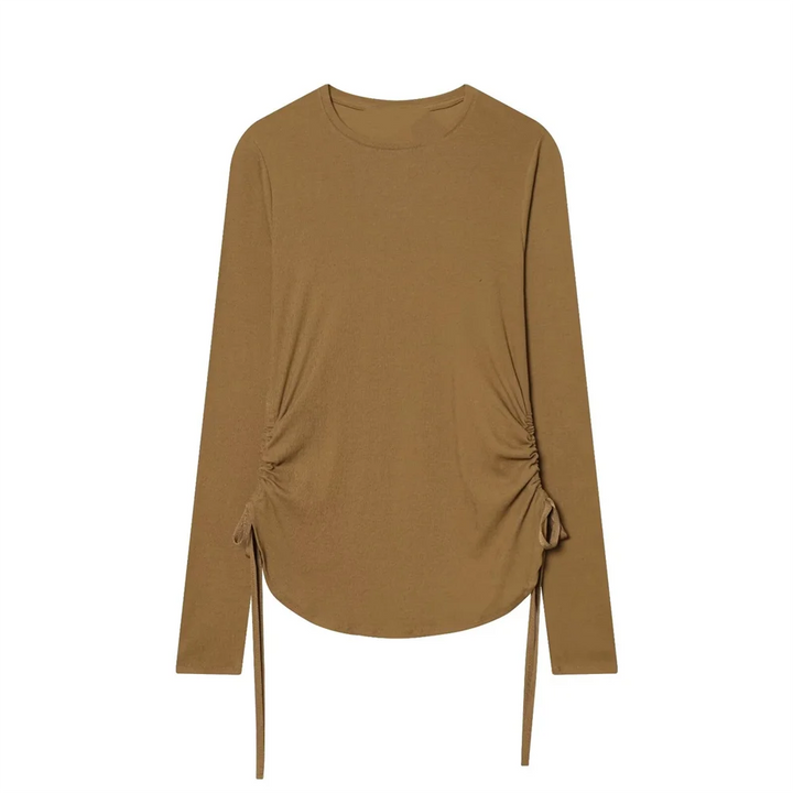 Women's Blouse with Round Neckline Long Sleeve | Fitted