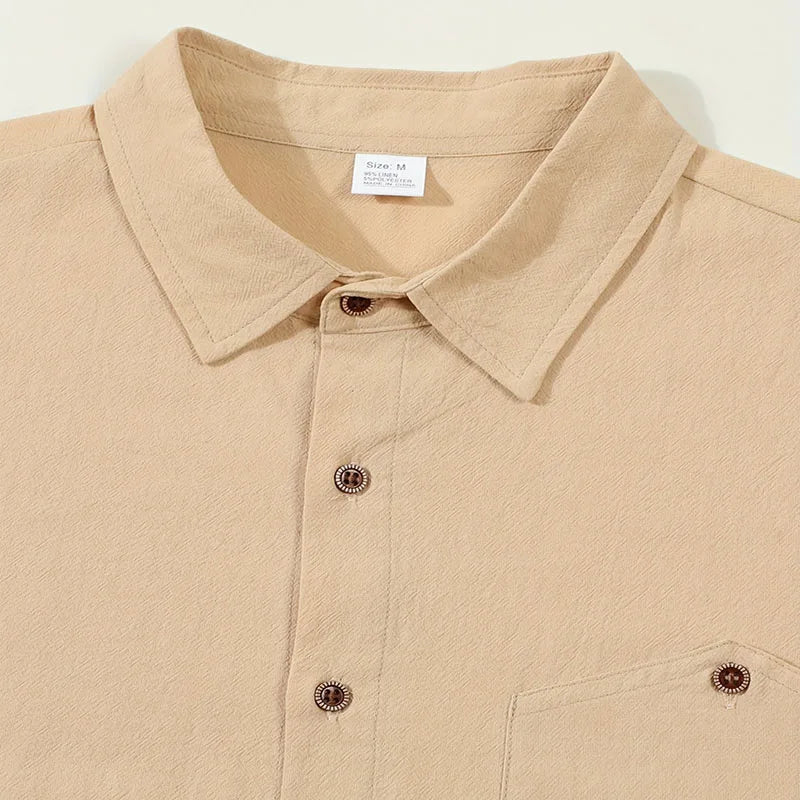 Męska Koszula | Koszula Regular Fit z Krótkim Rękawem | Zapięcie na Guziki i Kieszeń Na Piersi | Casualowy Styl Letni